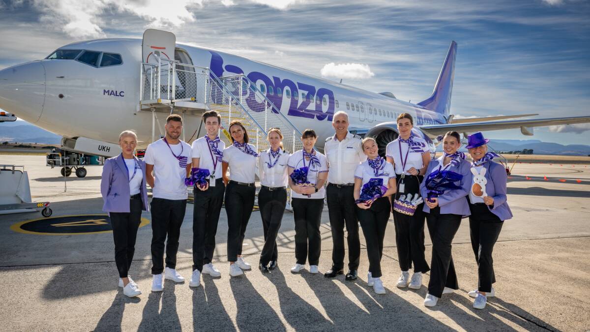 Bonza flight crew prepare to fly from Launceston to Sunshine Coast. Picture by Paul Scambler 