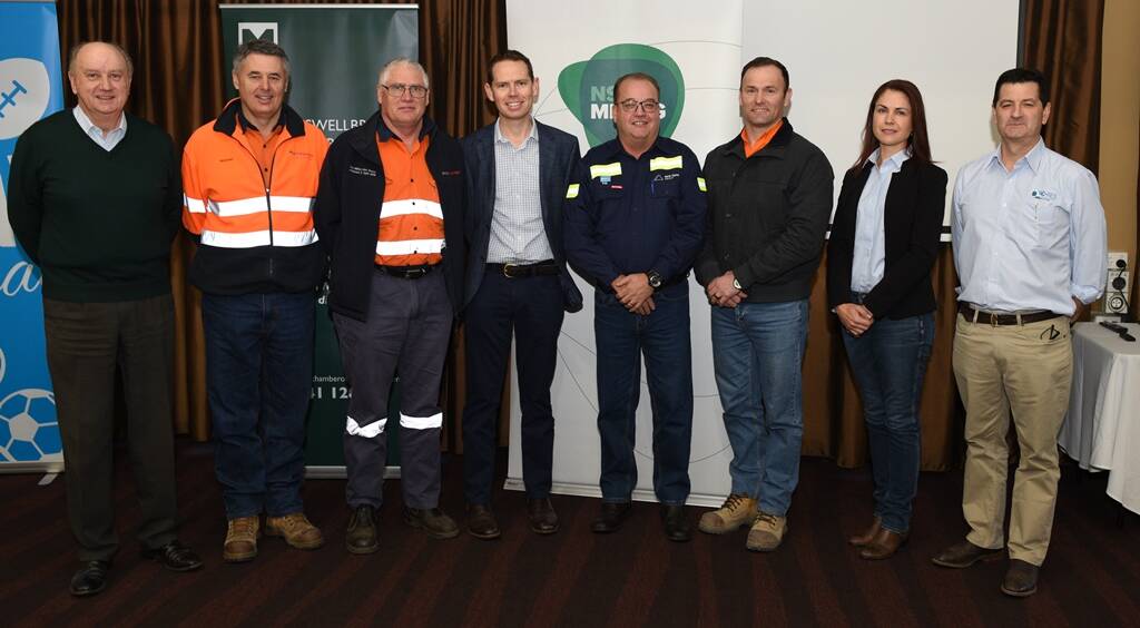 GROUP EFFORT: MCCI's Mike Kelly; MACH Energy's Richard Bailey and Simon Collins; NSW Minerals Council's James Barben; Bengalla's Phillip Hollway; BHP's David Boshoff; Thiess' Heather Parry and C-Res' John Aurisch.