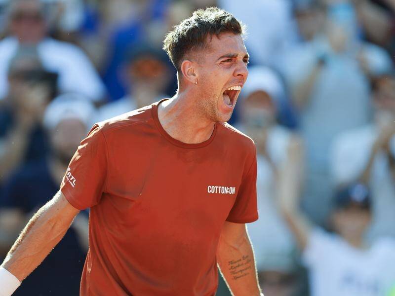 Thanasi Kokkinakis says his late-night, five-set first-round win could affect his French Open hopes. (AP PHOTO)